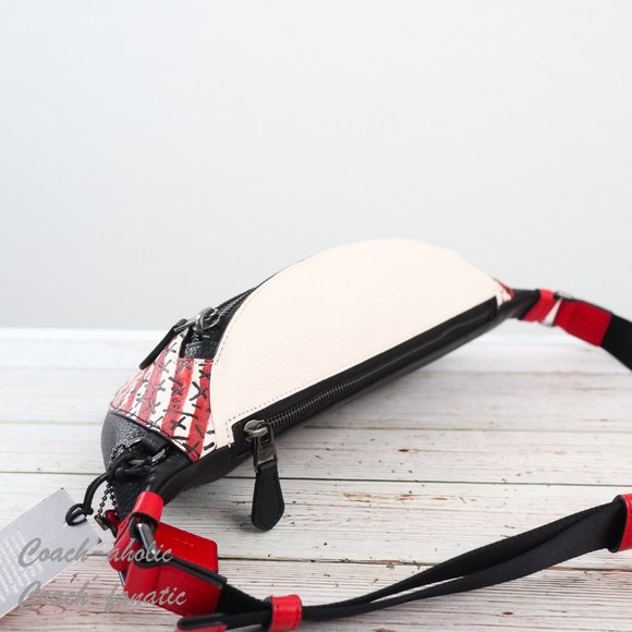 NWT Coach C6870 Disney Mickey Mouse X Keith Haring Stripe Warren Belt Bag - Picture 9 of 10